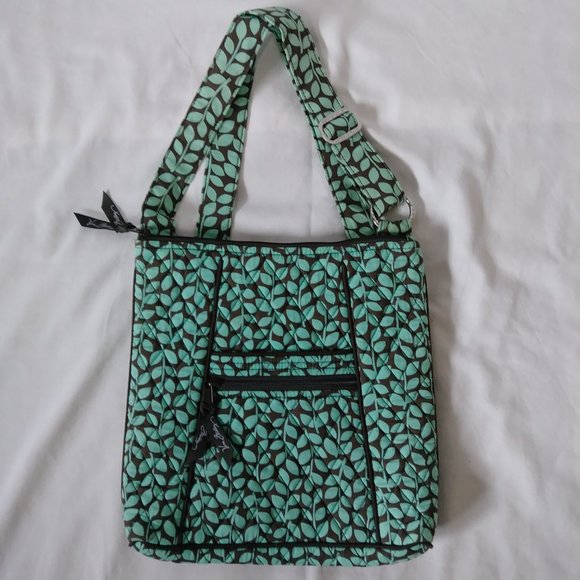 Vera Bradley Crossbody purse bag / Mint & Brown vine print - Picture 1 of 10